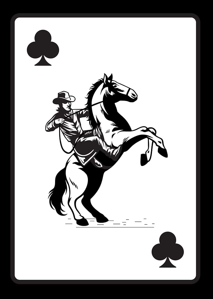 Cowboy on Horse Playing Card Print