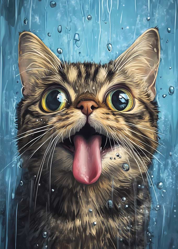 Funny Cat in the Shower
