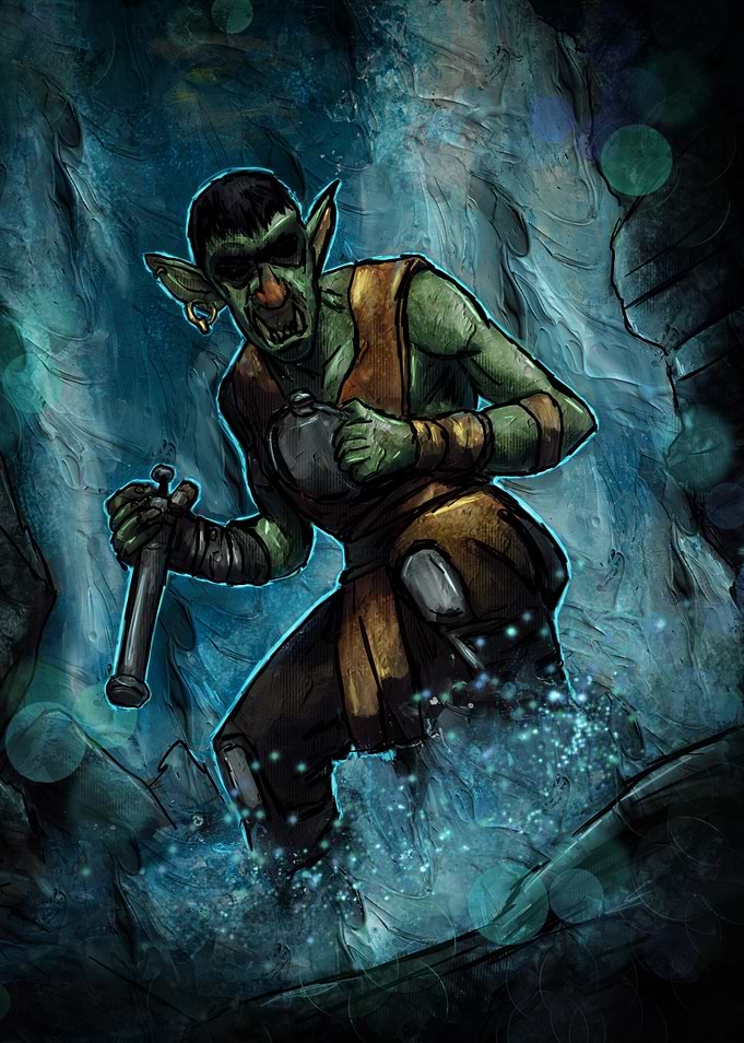 Goblin with Flask and Weapon