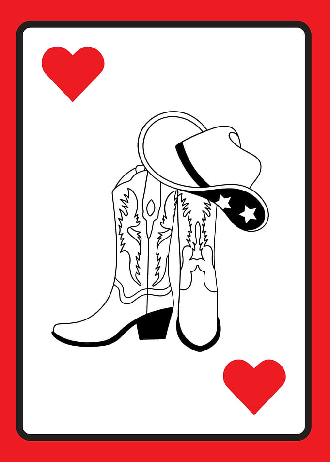 Cowboy Boots Playing Card Ace of Hearts
