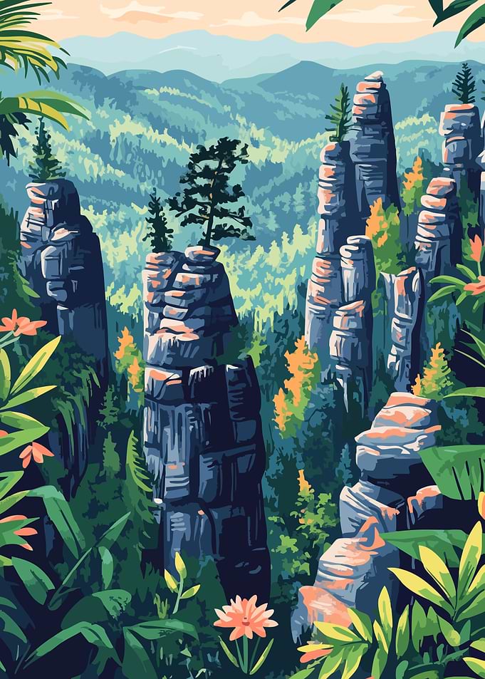 Zen Asian Forest Minimalist Art