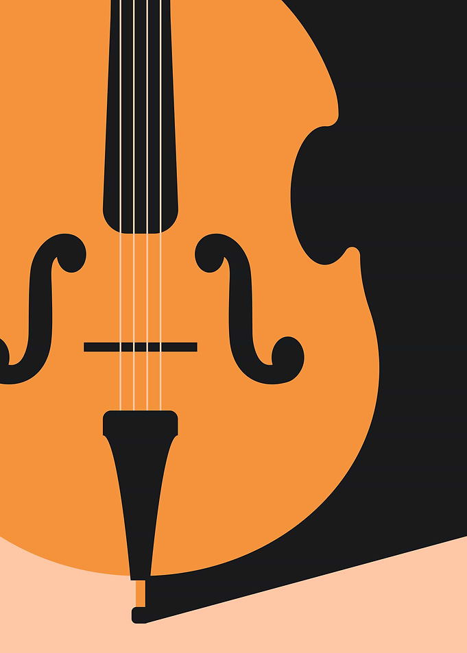 Art Deco Double Bass Poster