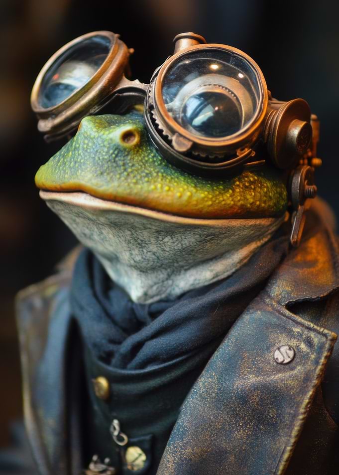 Funny and Cool Steampunk Frog