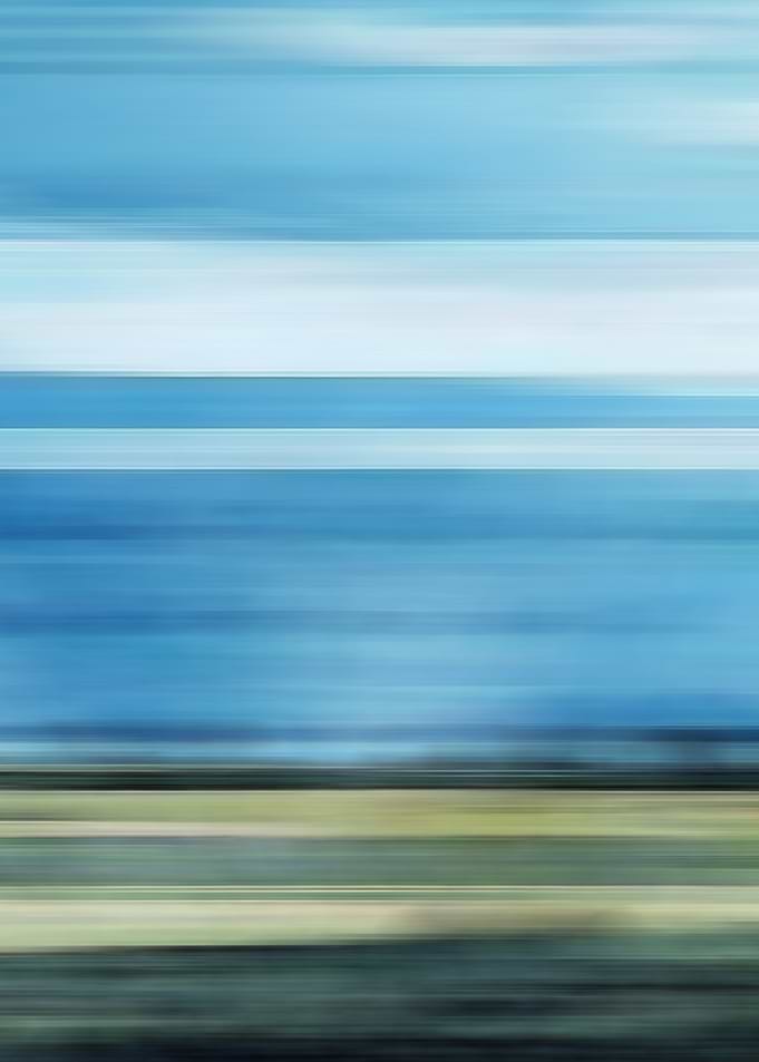 Abstract Landscape Ocean coast beach sky landscape in green-brown-blue colors