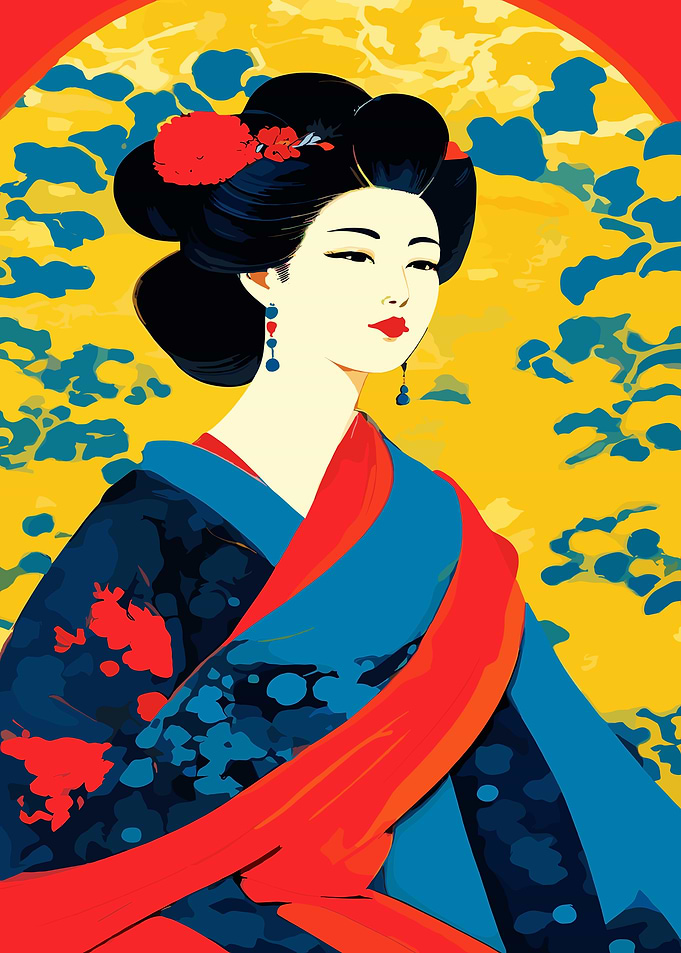Geisha in Traditional Kimono