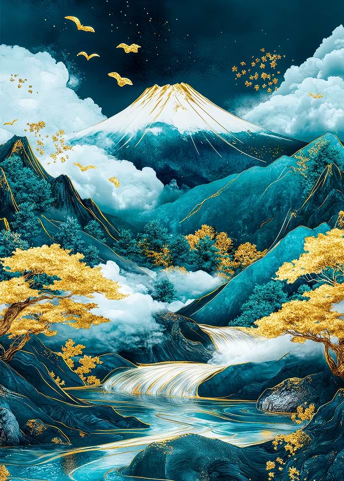 Mount Fuji Gilded Azure