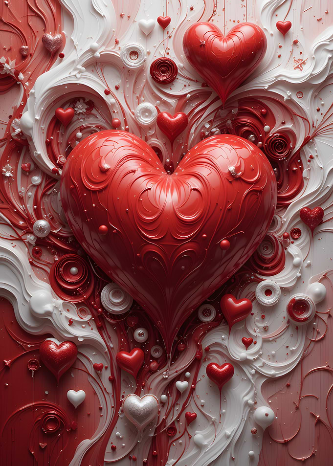 Red Heart Abstract Art