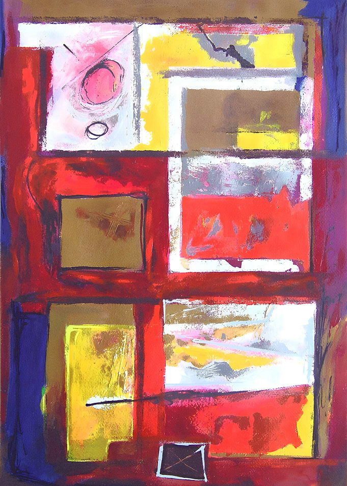 Abstract Painting Urban Architecture Landscape Vibrant Colors and Textures