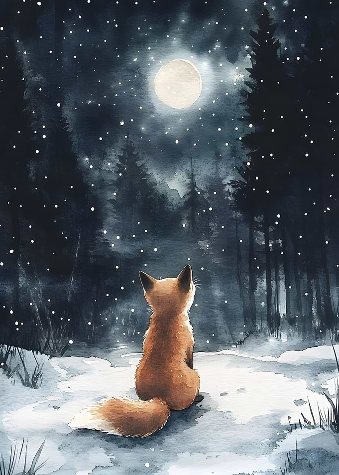 Fox Under the Moonlight