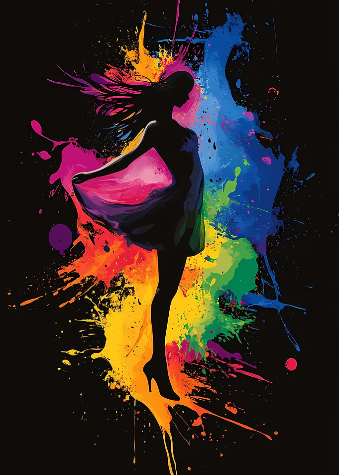 Silhouette in Color Splashes