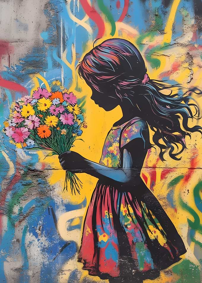Girl with Flowers Graffiti
