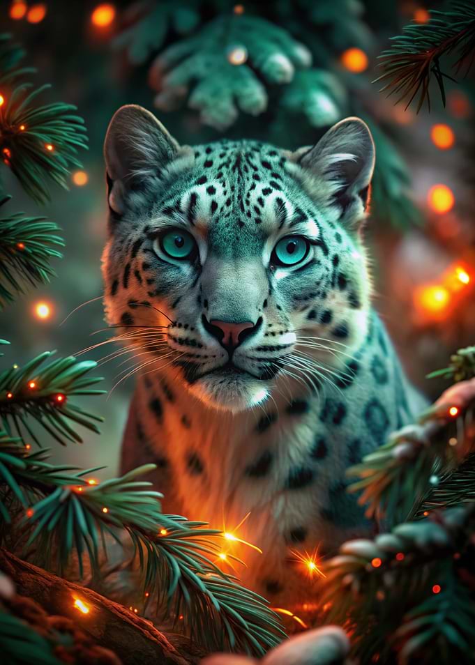 Snow Leopard with Lights