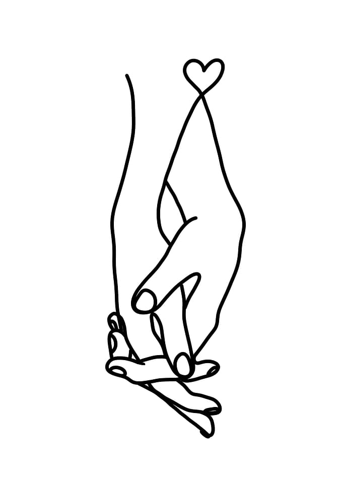 Line Art Couple Hands