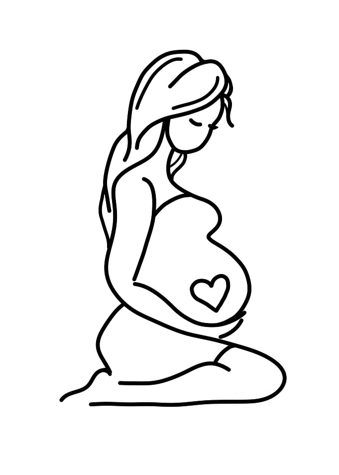 Pregnant Woman Line Art