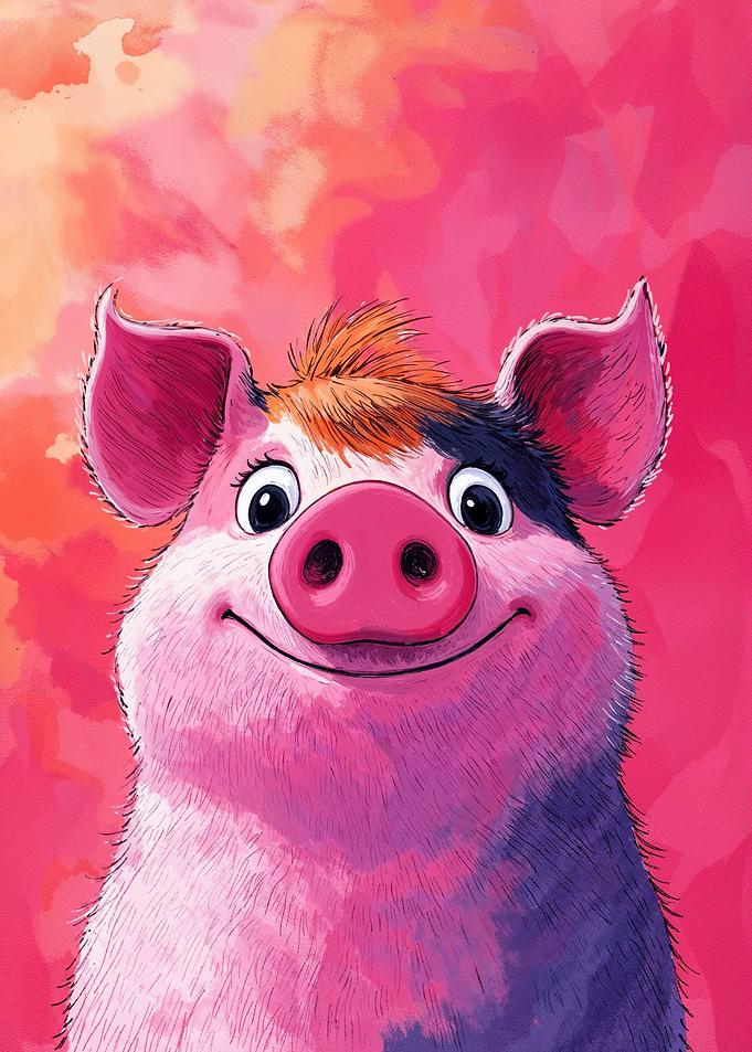Smiling Pig Illustration