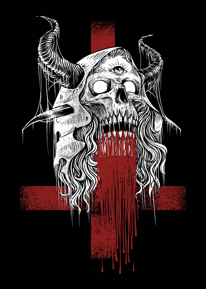 Demon Skull with Cross