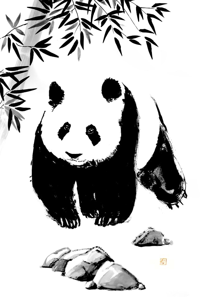 Panda in Bamboo Forest