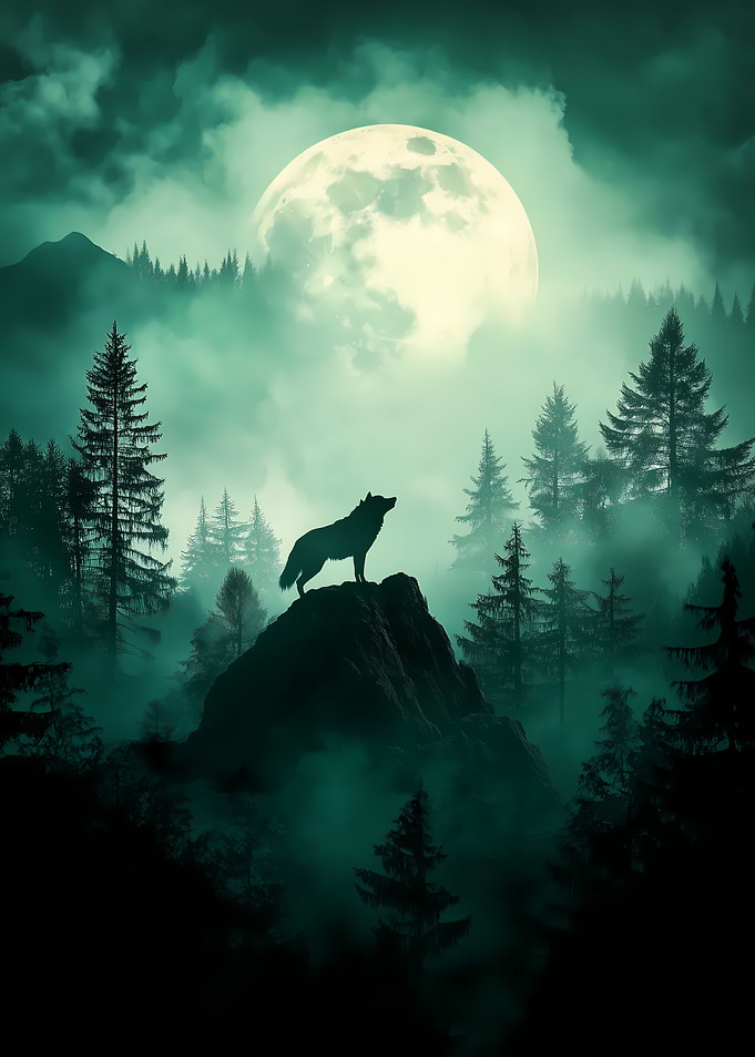 Wolf and Moon