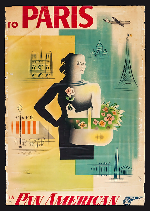 Pan Am Paris Travel Poster — retro travel art printed on metal