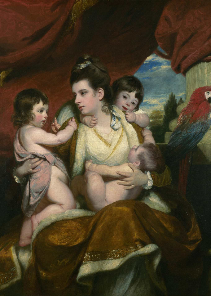 Mother and Children with Parrot