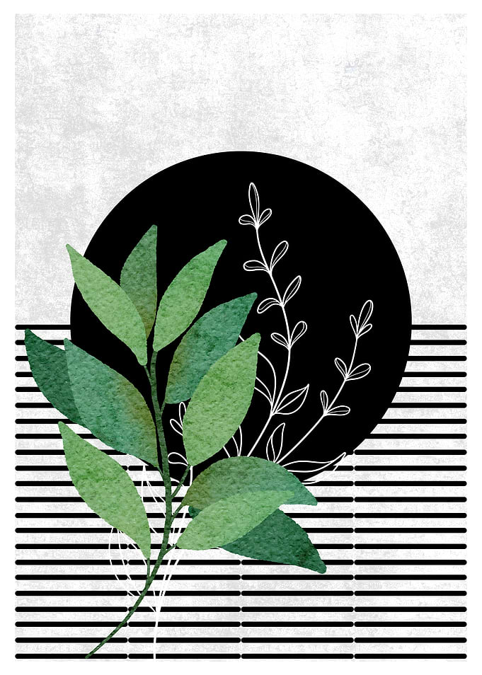 Green Leaves and Black Circle