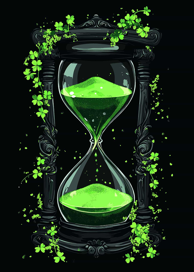 Green Hourglass with Clover