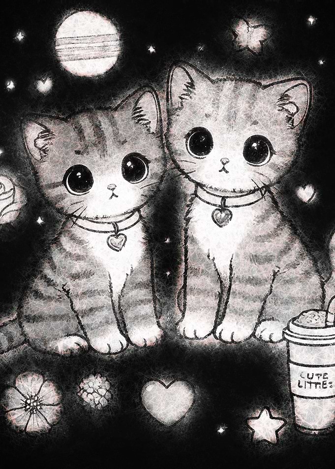 Cute Kittens couple in Space