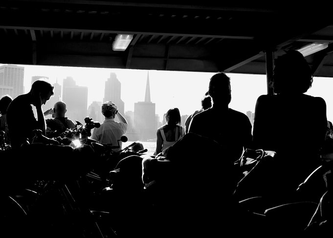 Silhouettes on a Ferry