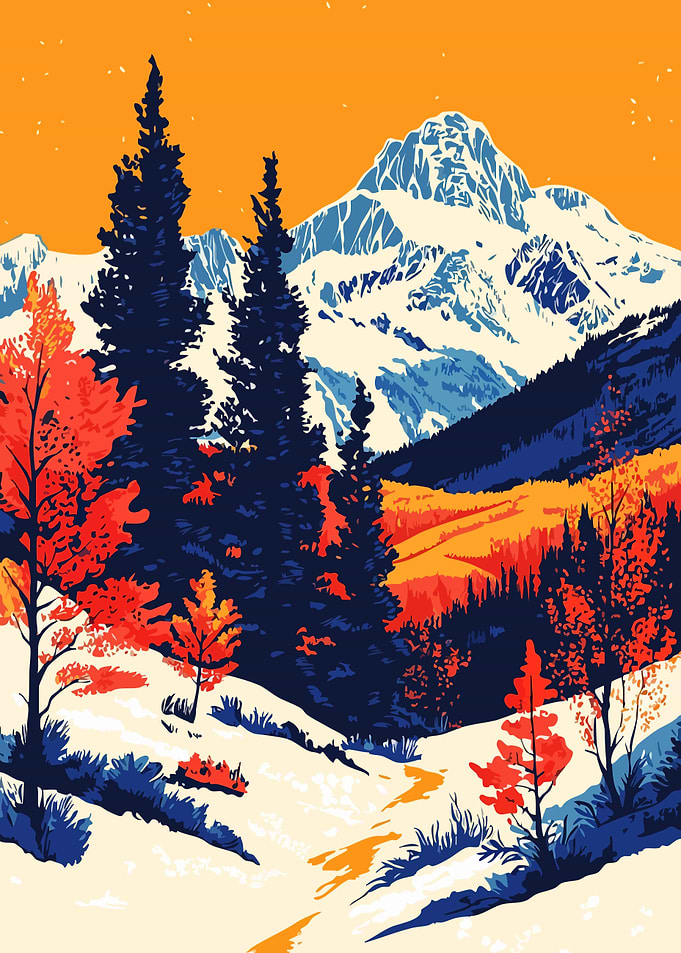 Snowy Colorado Mountain Landscape Art