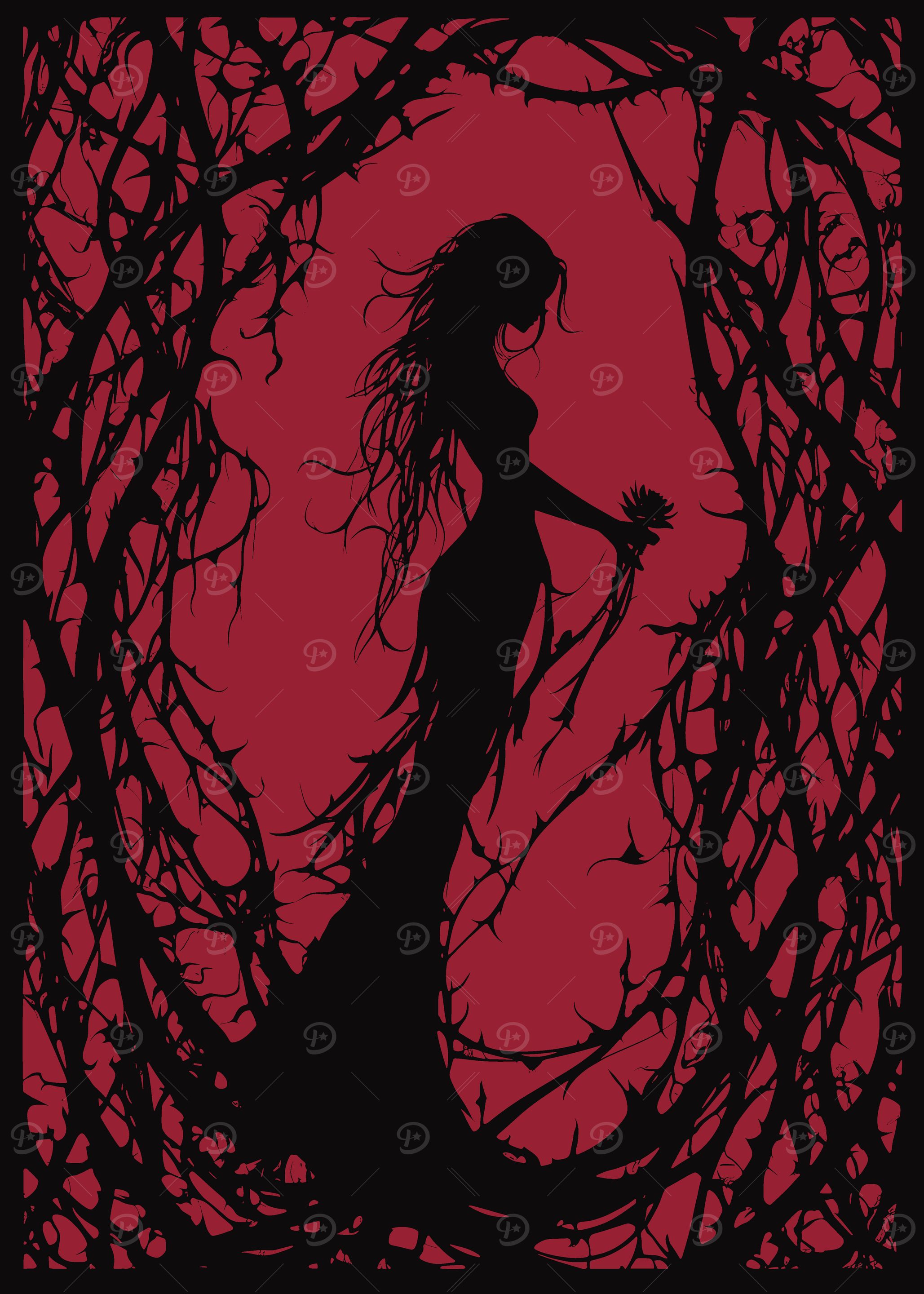 Gothic Fairycore Woman with Flower
