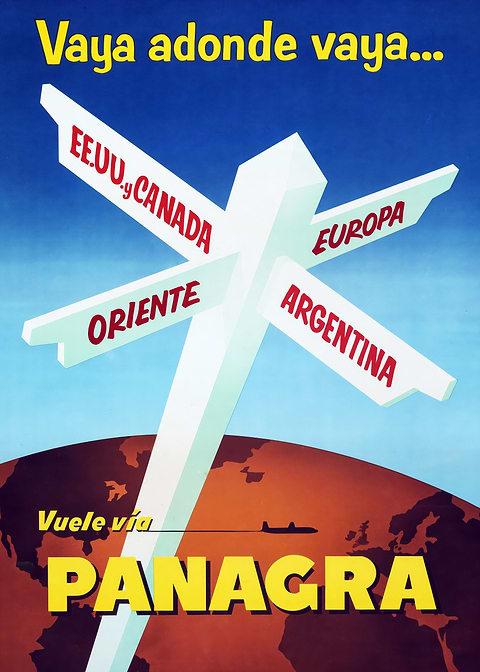Panagra Travel Poster — retro travel art printed on metal