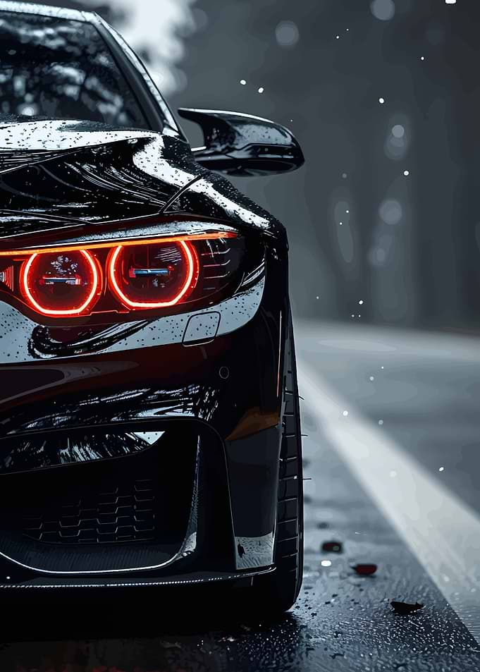 Black Sports Car Tail Lights