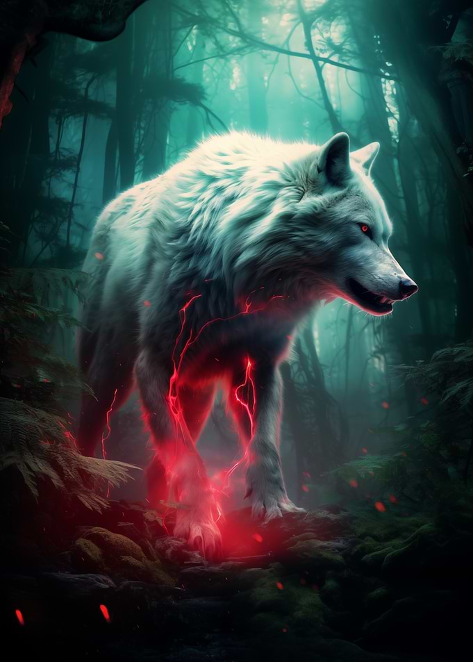 White Wolf in Forest
