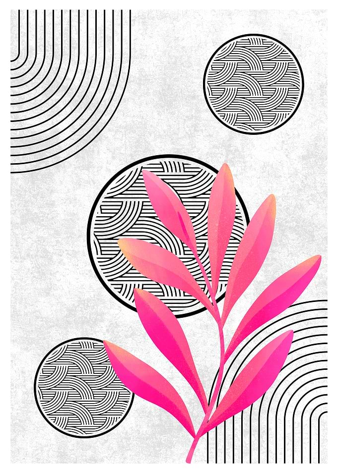 Pink Leaf Abstract Art