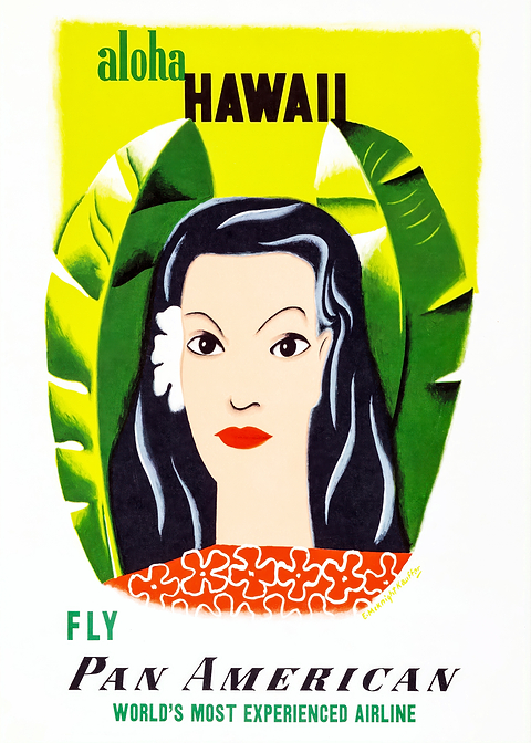 Aloha Hawaii Pan Am Poster — retro travel art printed on metal