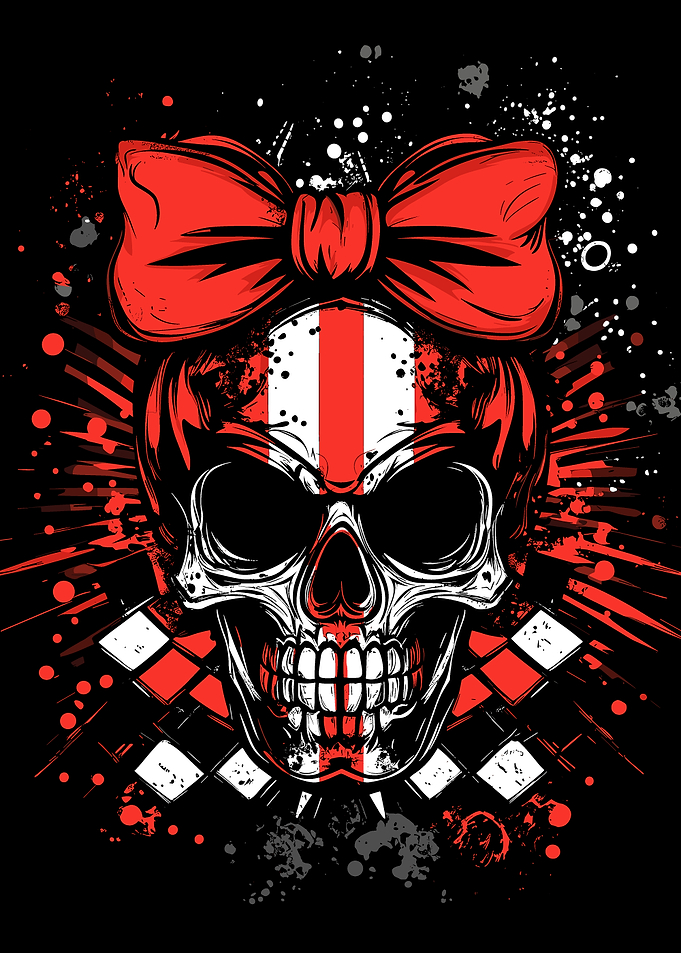 Punk Skull with Red Bow