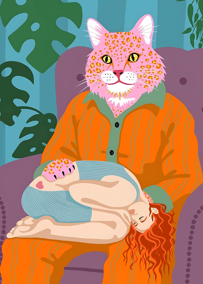 Leopard Cat & Girl