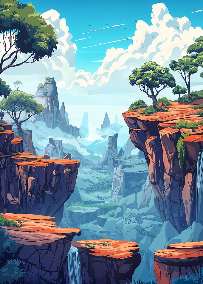 Fantasy Cliffside Landscape