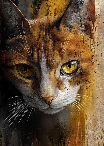 Cat Portrait with Abstract Background