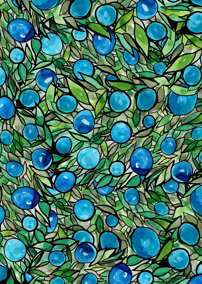 Blueberries Watercolor Pattern