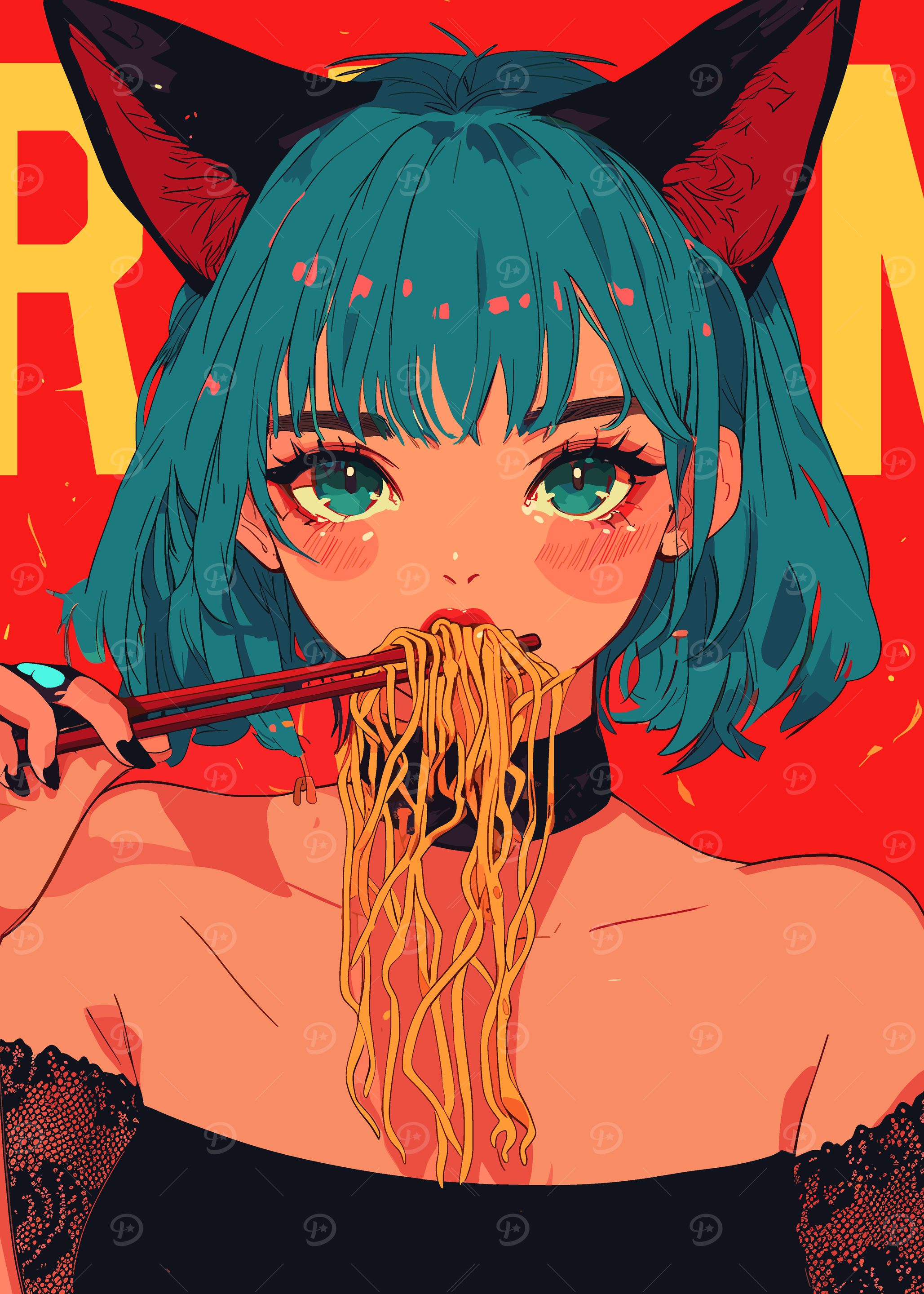 Anime Girl Eating Ramen