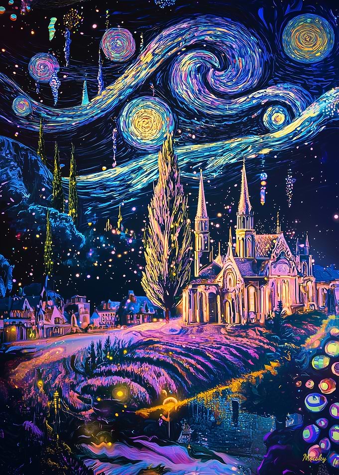 The Starry Night Cyberpunk Cosmic Fantasy