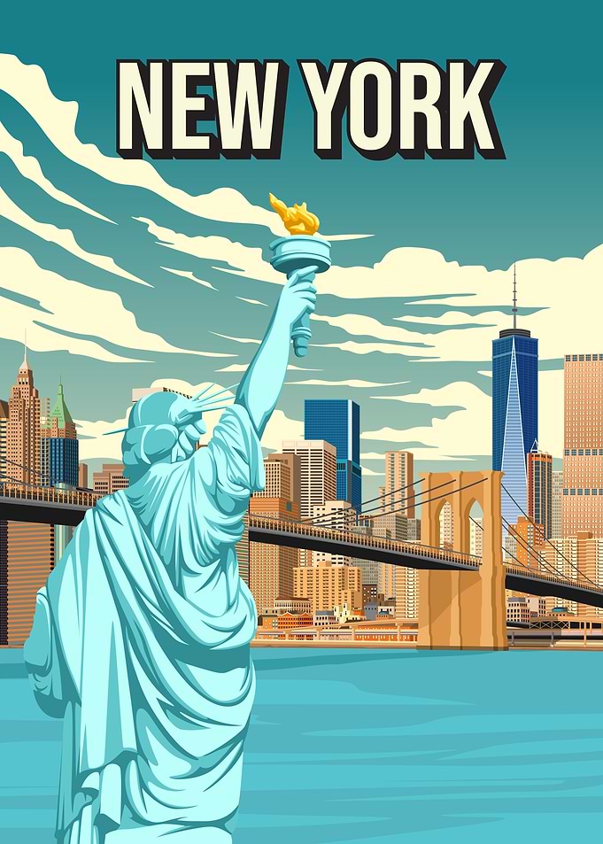 New York City Skyline Travel Poster