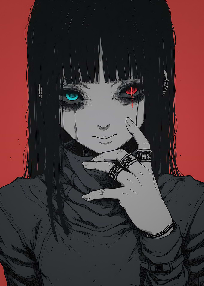 Anime Girl with Red Eye