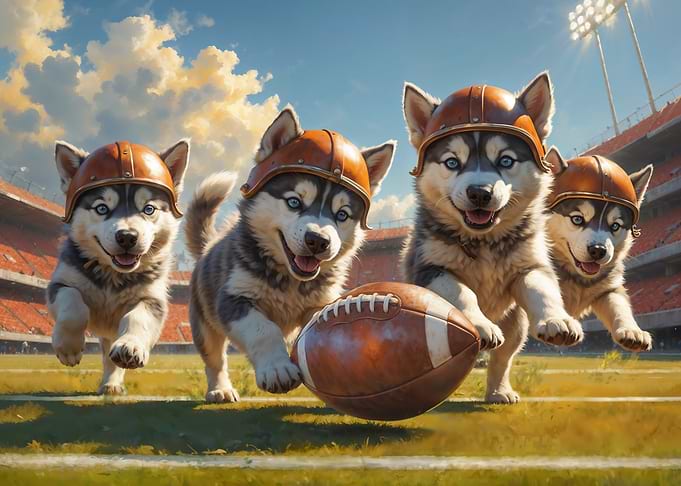 Husky Pups Old School Football