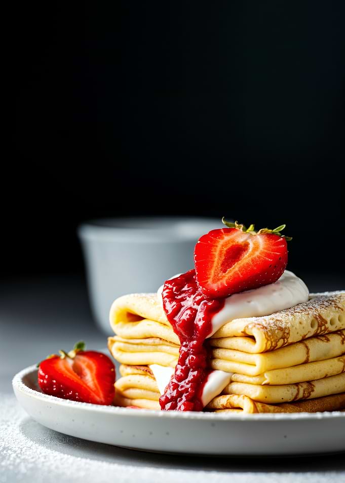 Strawberry Crepes with Whipped Cream