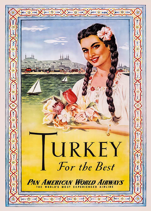 Vintage Turkey Travel Poster — retro travel art printed on metal