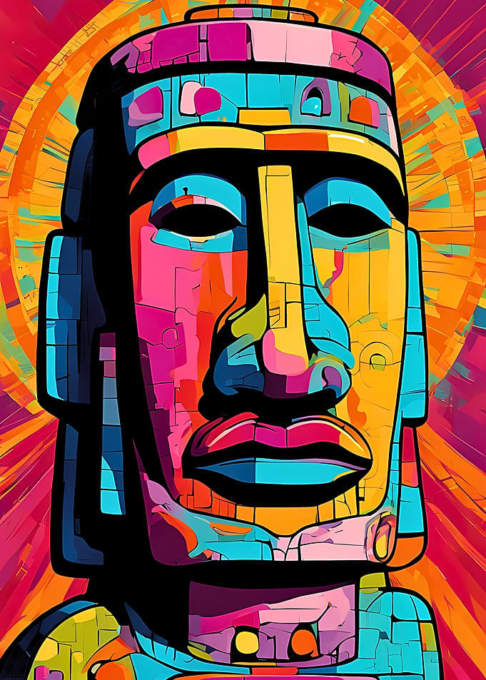 Moai Statue Pop Art