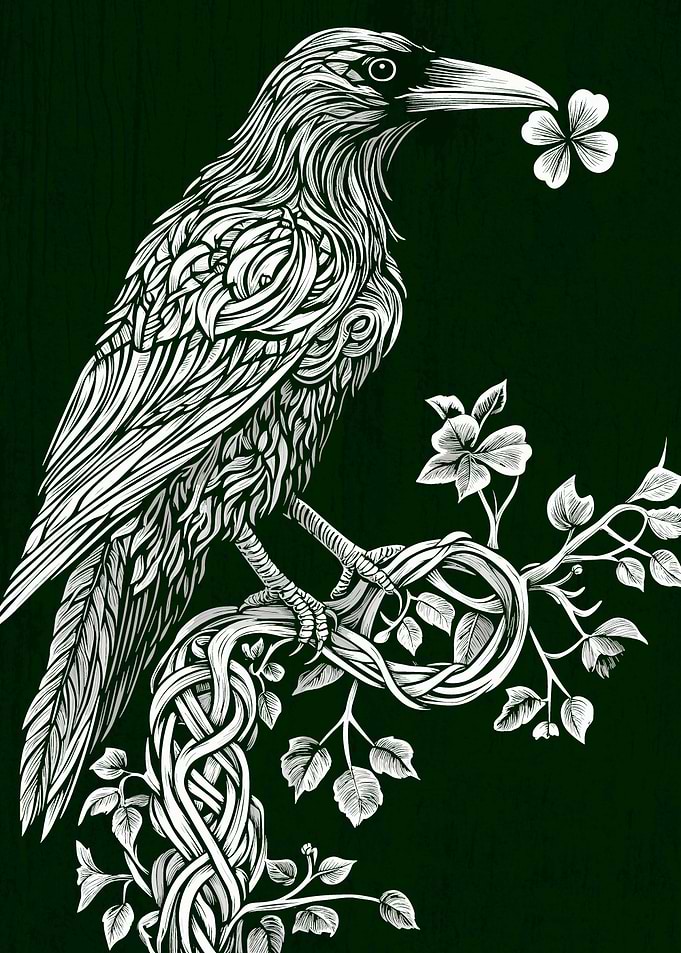 St Patricks Raven on Branch