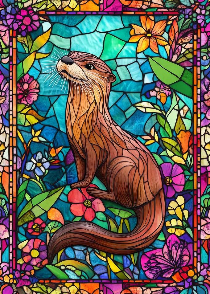 Stained Glass Otter